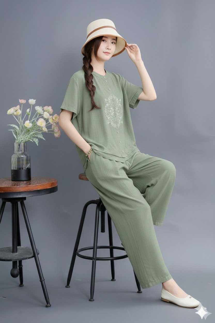 Women’s Casual Cotton Co-Ord Set