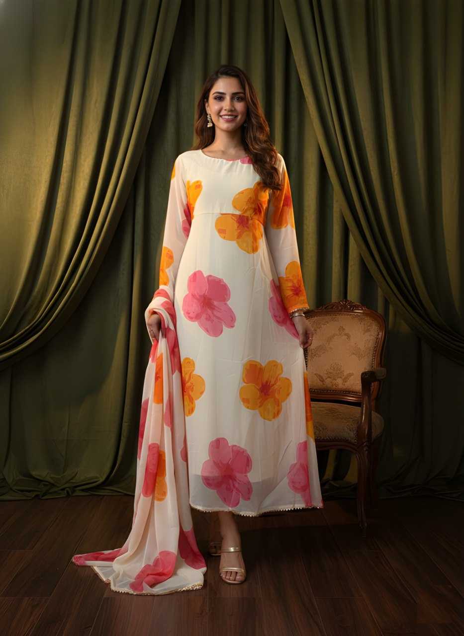 Designer Printed Georgette Anarkali Kurti for Women | Festive & Party Wear Kurti