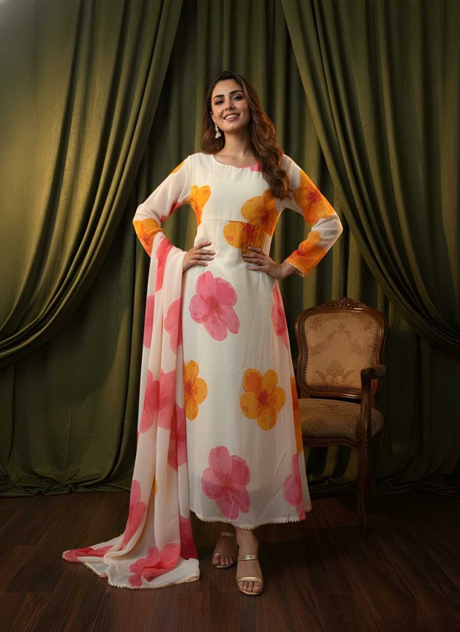 Designer Printed Georgette Anarkali Kurti for Women | Festive & Party Wear Kurti