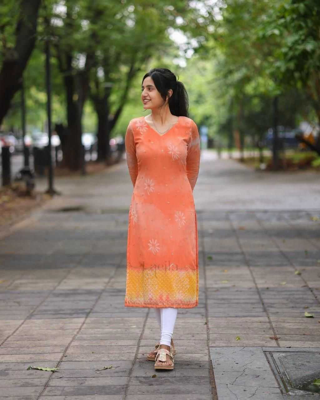 Designer Georgette Kurti with Embroidery & Print | Festive & Party Wear Kurti for Women