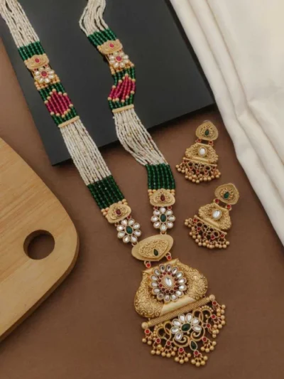 Aaradhya Beaded Aura Silk Long Necklace Set