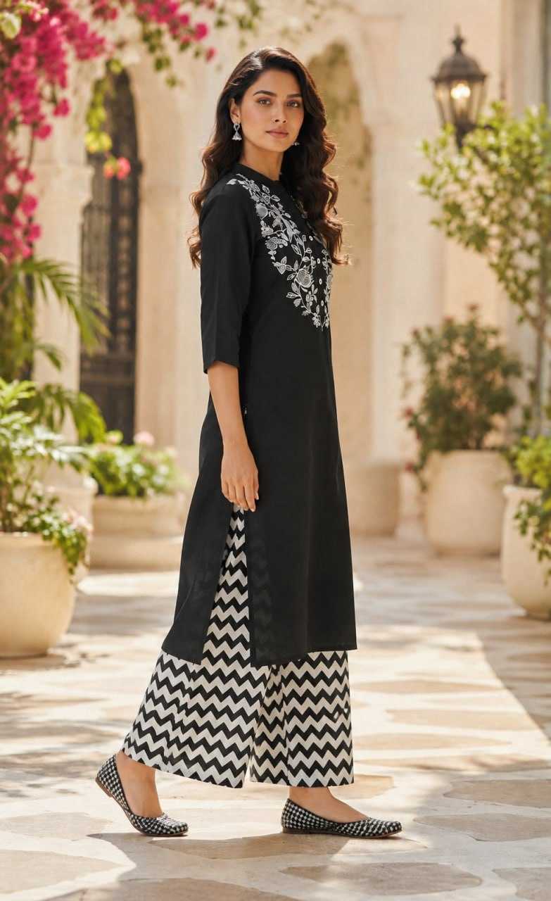Aarohi Rayon Embroidered Kurti Set 2 Aarohi Rayon Embroidered Kurti Set - Image 2