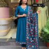 Arpita premium cotton embroidered Anarkali kurti set