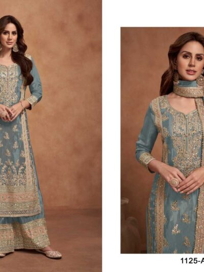 Soft Vichitra Embroidered Palazzo Set