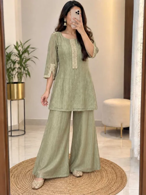Aurelle Tissue Silk Handwork Co-ord Set 1 Aurelle Tissue Silk Handwork Co-ord Set