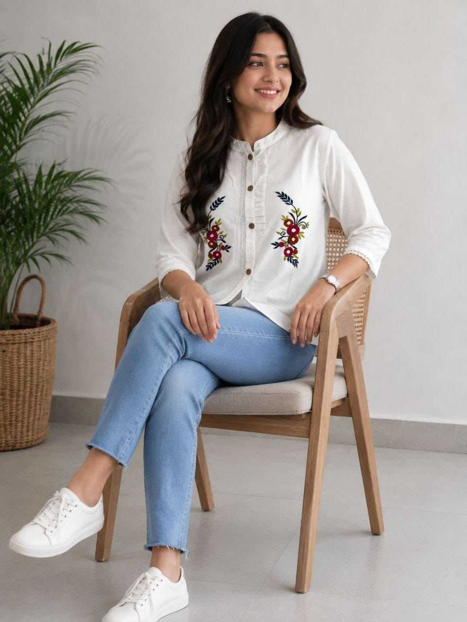 Avielle Khadi Cotton Hand-Embroidered Top 2 Avielle Khadi Cotton Hand-Embroidered Top - Image 2