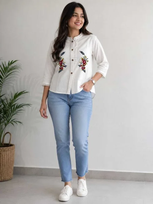 Avielle Khadi Cotton Hand-Embroidered Top 1 Avielle Khadi Cotton Hand-Embroidered Top