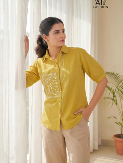 Celine Cotton Flex Embroidered Top