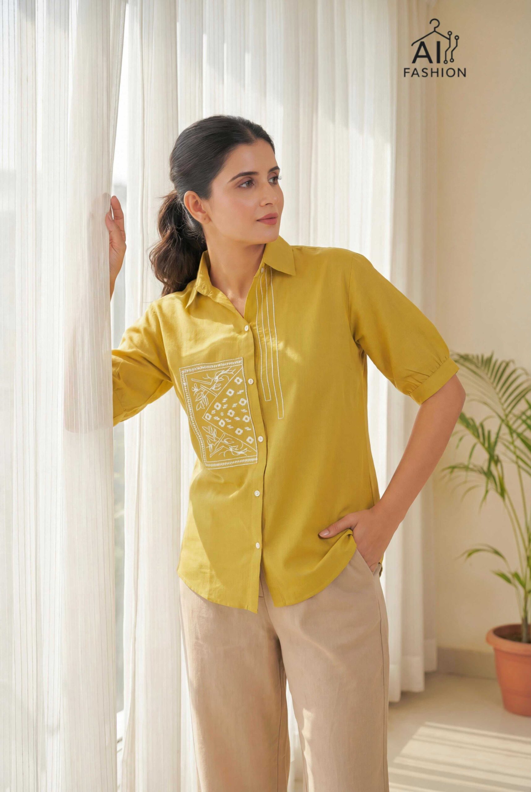 Celine Cotton Flex Embroidered Top 1 Celine Cotton Flex Embroidered Top