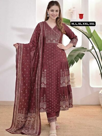 Ushashi premium 60x60 cotton Angrakha Anarkali kurti set