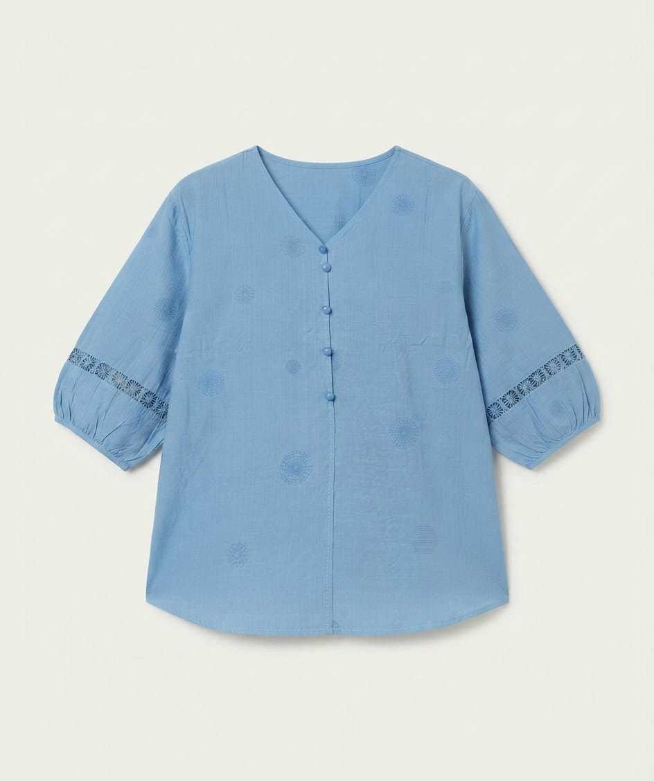 Elara Cotton Printed V-Neck Shirt 2 Elara Cotton Printed V-Neck Shirt - Image 2