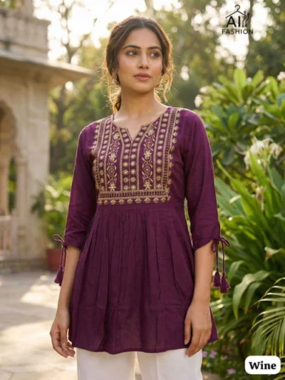 Elara Heavy Rayon Embroidered Top