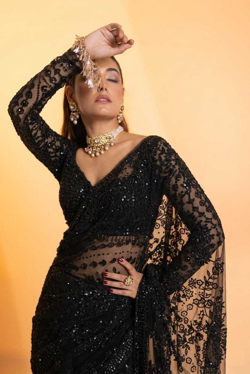 Elara Sequin Net Saree 2 Elara Sequin Net Saree - Image 2