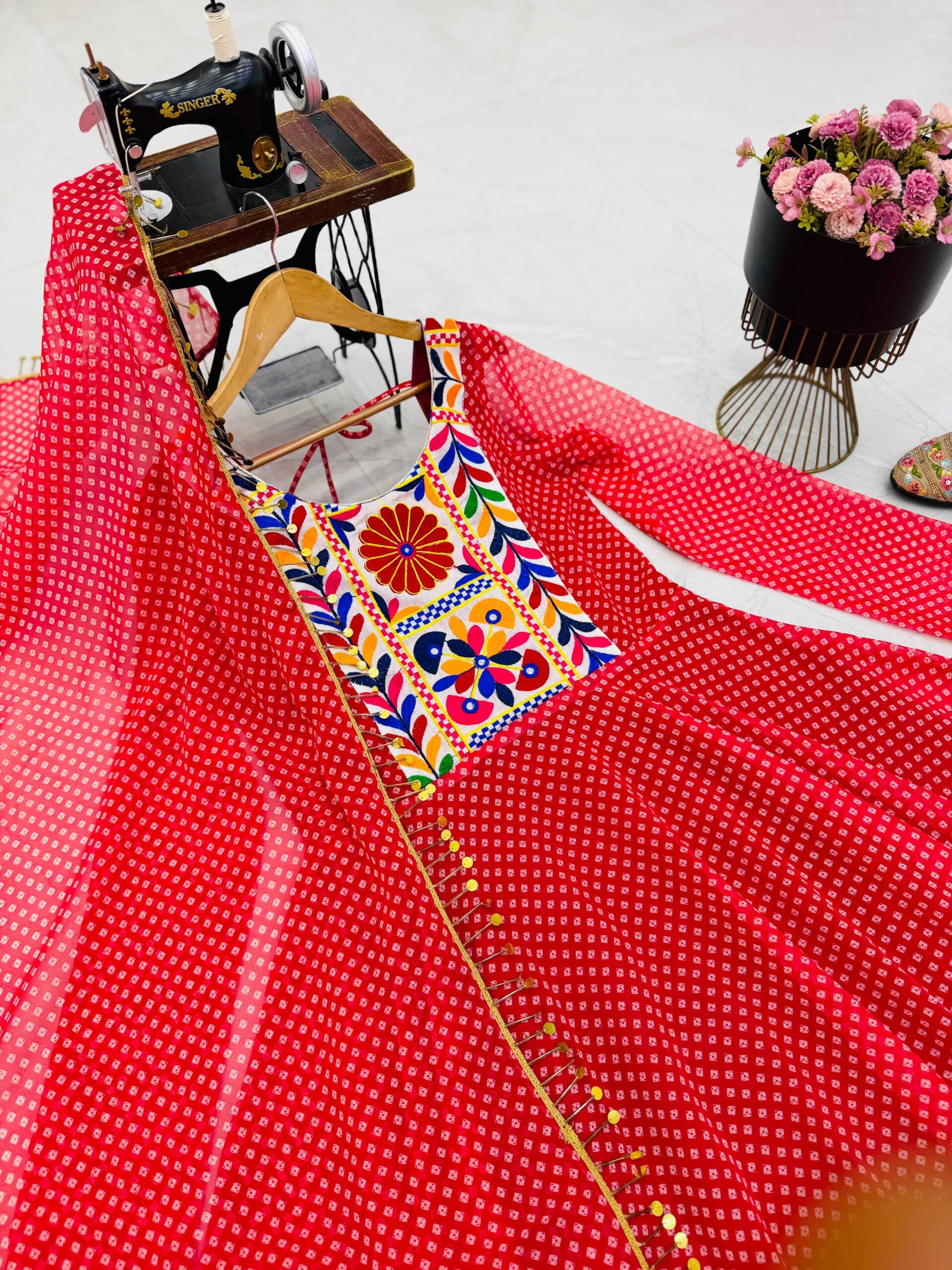 Faux Georgette Printed Embroidered Gown Set 2 Faux Georgette Printed Embroidered Gown Set - Image 2