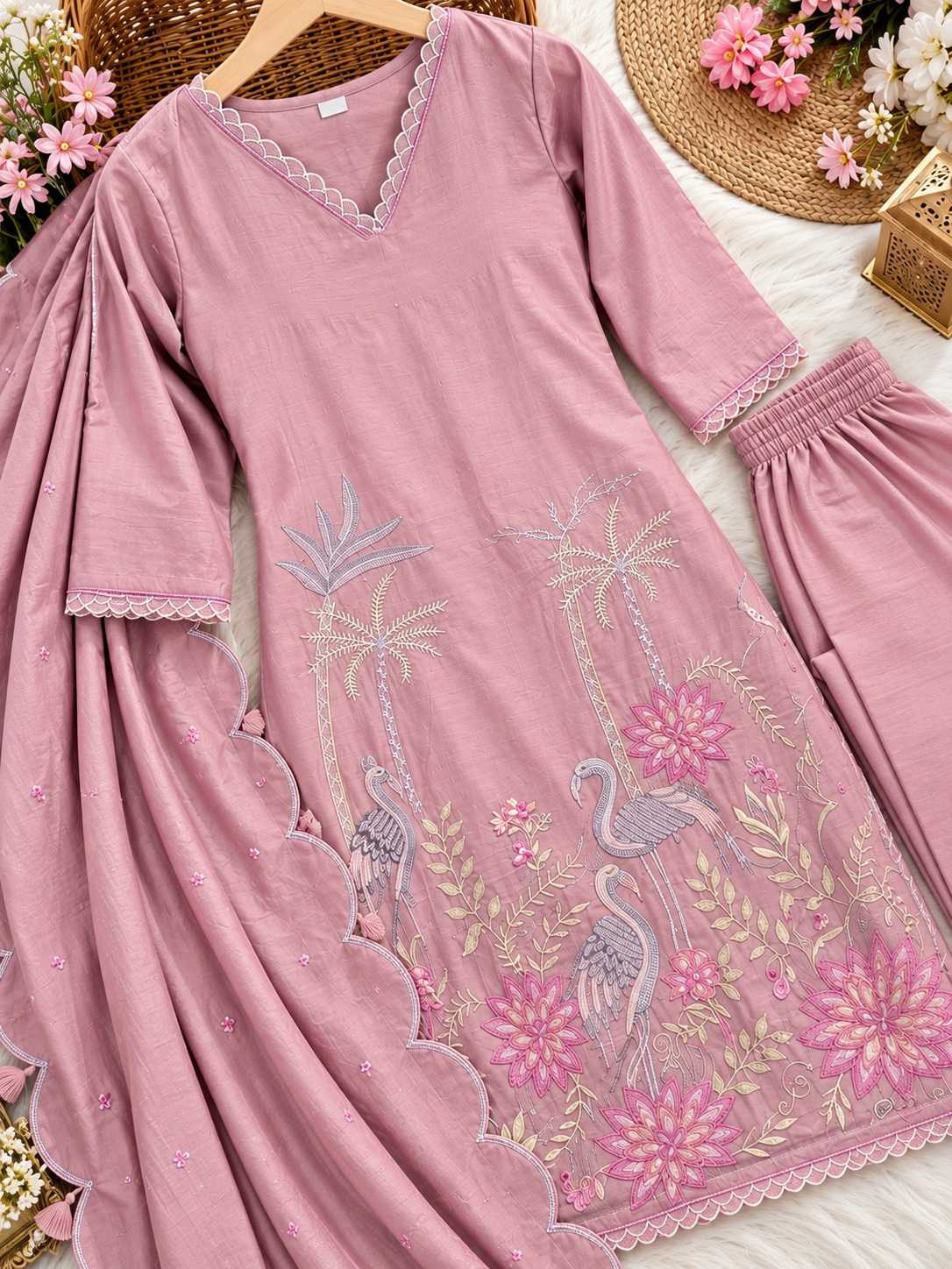 Heavy Roman Silk Embroidered Palazzo Set 3 Heavy Roman Silk Embroidered Palazzo Set - Image 3