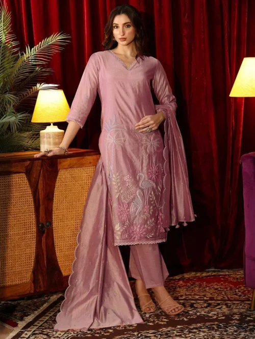 Heavy Roman Silk Embroidered Palazzo Set 1 Heavy Roman Silk Embroidered Palazzo Set