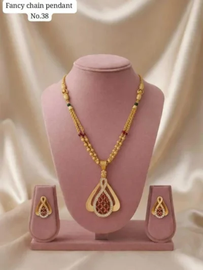 Kavya Ruby Teardrop Mala Set