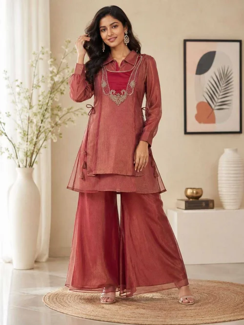 Luminous Tissue Handwork Co-ord Set 1 Luminous Tissue Handwork Co-ord Set