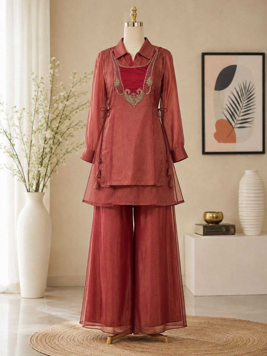 Luminous Tissue Handwork Co-ord Set 2 Luminous Tissue Handwork Co-ord Set - Image 2