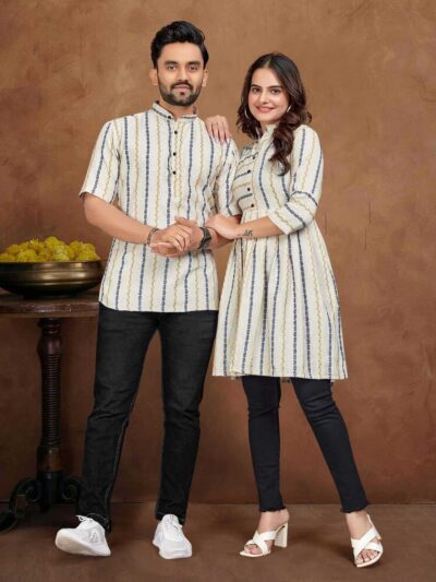 Madhav Cotton Jacquard Couple Set
