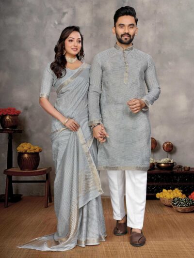 Manmohini Jari Silk Couple Set