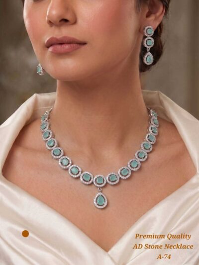 Ishita Halo Teardrop Necklace Set