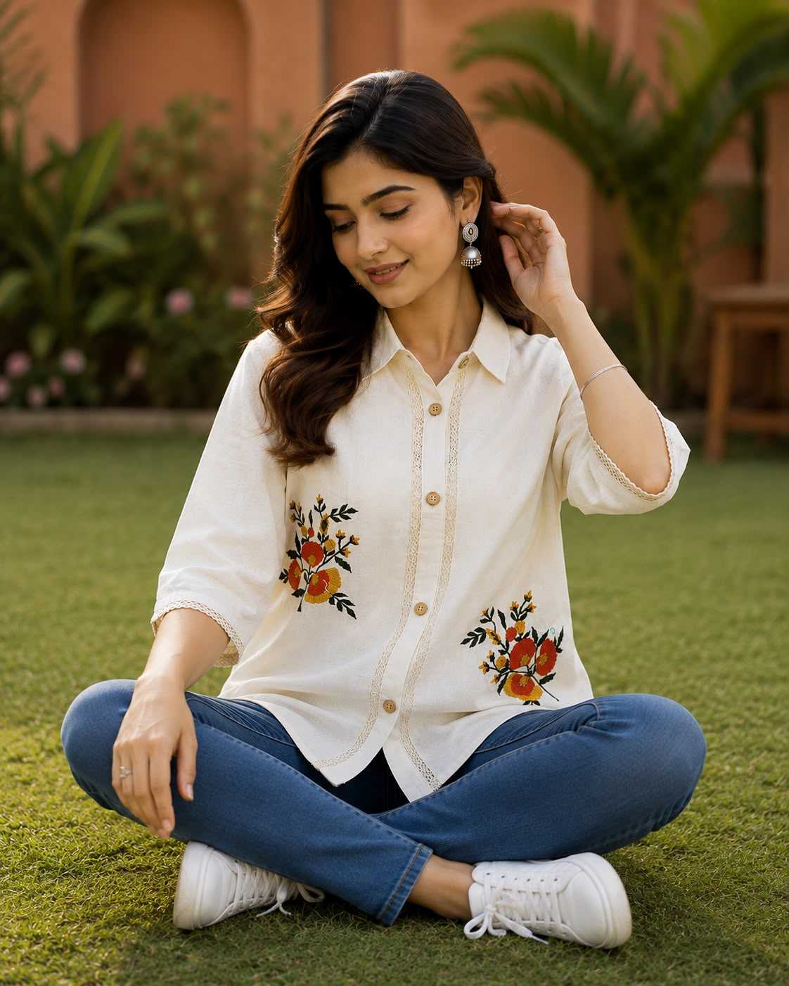 Rivelle Khadi Cotton Hand-Embroidered Top 3 Rivelle Khadi Cotton Hand-Embroidered Top - Image 3