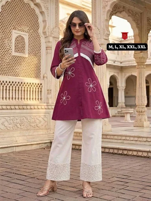 Serena Heavy Flex Cotton Embroidered Co-ord Set 1 Serena Heavy Flex Cotton Embroidered Co-ord Set