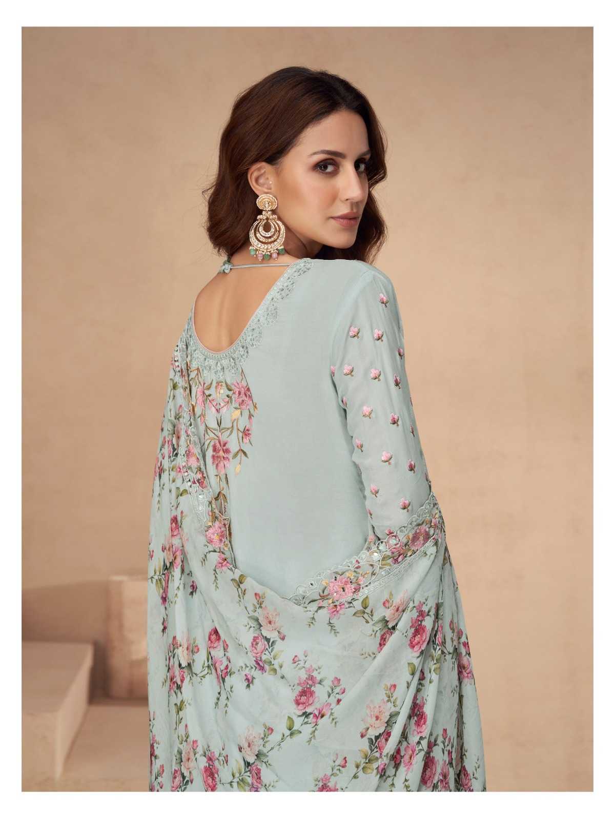 Soft Vichitra Embroidered Palazzo Set 2 Soft Vichitra Embroidered Palazzo Set - Image 2